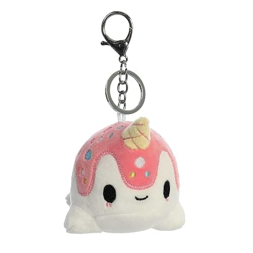 Aurora® Enchanting Tasty Peach® Vanilla-Berry Nomwhal Clip-On Stuffed Animal - Bright & Colorful Design for Room Decor - Perfect for Adults, Kids, and Birthdays - White 4.5 Inches thumbnail 3
