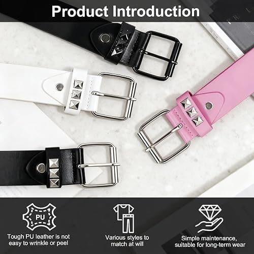 Aiuulu Studded Belt Kit, Y2k Alt Punk Emo Grunge with Grommet Bright Metal Belts for Women Men thumbnail 5