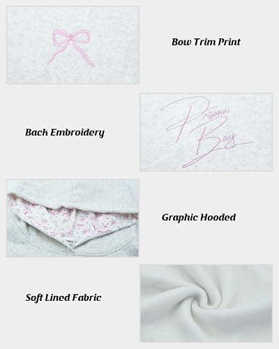 Baonmy Hoodie for Women Bow Embroidery Oversized Cute Graphic Hoodie Preppy Sweatshirts Y2K Long Sleeve Trendy Pullover Tops thumbnail 5