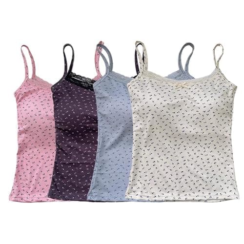 Girls Floral Print Camisole Crop Top Sleeveless Built-in Bra Bralette Slim Fit Cami Tops for Teen Girls thumbnail 3