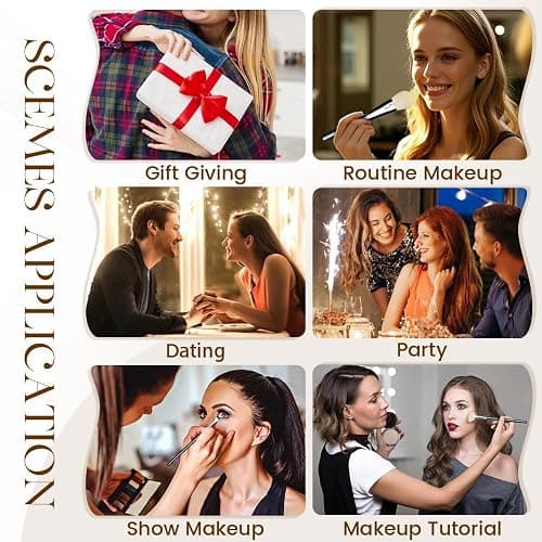 Professional Natural Travel Goat Hair Makeup Brushes with case, 15Pcs Kabuki Face Powder & Eye Makeup Brush set With Ultra Soft Premium Dense Hair, Valentines Day Gifts thumbnail 6