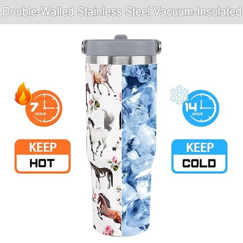 Unyopsa Horse Gifts for Women Girls, 30oz Horse Tumbler with Handle, Stuff for Men Lovers, Stainless Steel Insulated Water Bottle Travel Cup thumbnail 4
