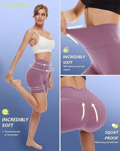 CAMPSNAIL 4 Pack Biker Shorts for Women High Waist - 5"/8" Tummy Control Soft Athletic Yoga Workout Running Gym Shorts thumbnail 3