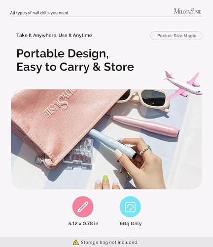 MelodySusie Pen-Shaped Portable USB Nail Drill, PC120I 20000RPM Electric Nail File with Compact Design for All Nail Care, Manicure Polishing, Shaping & Gel Removal at Home for Beginners thumbnail 4