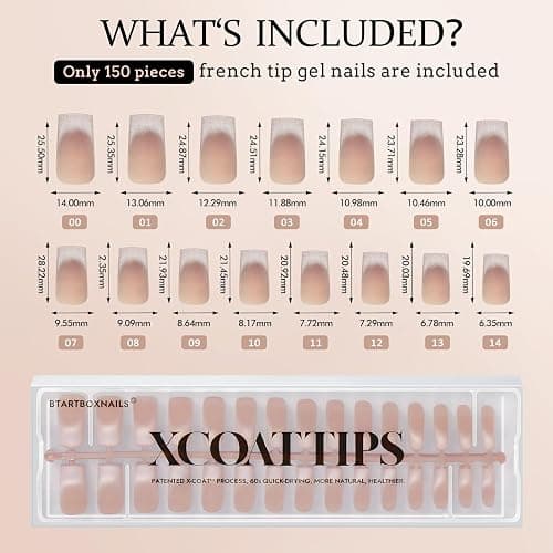 BTArtboxnails XCOATTIPS Press on Nails - Cat Eye Christmas Press on Nails, French Tip Nails Long Square Nail Tips, Soft Gel Nails False Nail, Soak Off Acrylic Fake Nails Extensions thumbnail 7