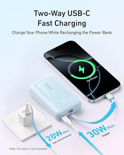 Anker Portable Charger, 10,000mAh 30W Power Bank, USB-C in and Out Fast Charging Battery Pack, Travel Essential Phone Power Bank, for iPhone 16/15/14/13/12, iPad, MacBook, Galaxy, Google, and More - Pink - 10,000 mAh thumbnail 5
