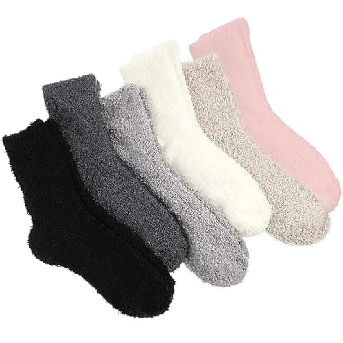 6 Pairs Fuzzy Socks, Fluffy Socks Womens Warm Plush Home Sleeping Sock Ladies Fluffy Sock For Women Slipper Warm Thick Cosy Plush Winter Gift - Image 1