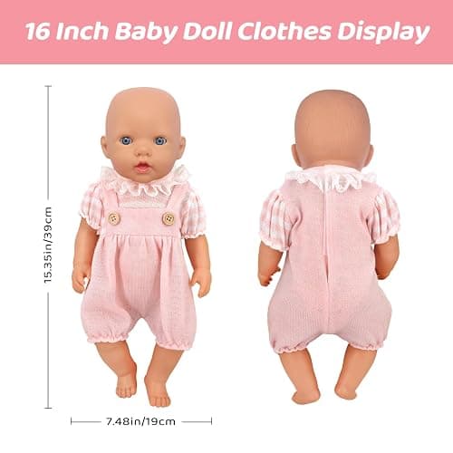 UNICORN ELEMENT 6 Sets 14-18 Inch Baby Doll Clothes, 16 Inch Doll Outfit for 43cm Reborn Dolls, Total 15 Pcs Doll Accessories Doll Clothes and Accessories for 18 Inch Girl Dolls thumbnail 3