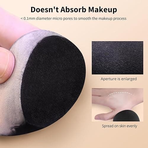 BEAKEY Makeup Sponge Set, 5 Pcs Black Foundation Blending Beauty Sponge, Boun Boun Sponges Flawless for Liquid, Cream, and Powder, Latex-Free and Vegan Makeup Sponges thumbnail 6