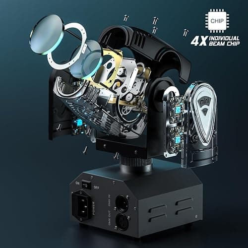 Moving Head Lights LED Stage Lights Spot 4 Color RGBW Gobos with Magical Circle 60W DMX for DJ Disco Party Light by U`King (Black-4) thumbnail 2