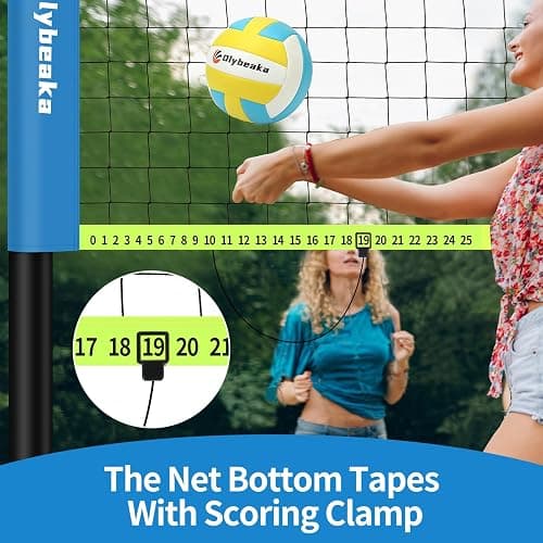 20FT Outdoor Volleyball Net Set System for Backyard Beach with Anti-Sagging Net, Iron Adjustable Height Poles, Soft PU Volleyball and Pump, Carry Bag - Instant Set Up & Durable thumbnail 4