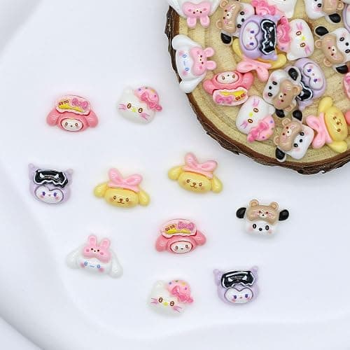 VCEOW 36pcs Kawaii Nail Art Charms Resin Cat Charms Cute 3D Cartoon Y2k Nails DIY Accessories (Style D) - Image 1