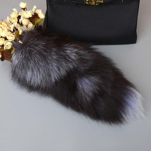Therian Faux Fur Fox Tail Keychain - Furry Tassel Pendant for Women's Cosplay Accessories, Toys, Keyrings thumbnail 2
