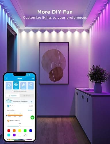 Govee RGBIC String Downlights, Smart LED String Lights Works with Alexa, Color Changing Indoor Wall Light Fixture for Party, Music Sync, 9.8ft with 15 LEDs, White thumbnail 5