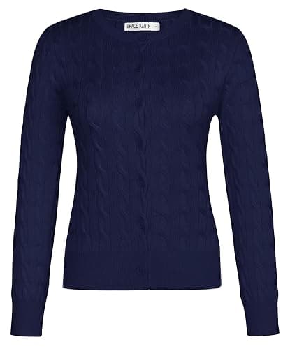 GRACE KARIN Womens Long Sleeve Button Up Cable Knit Cardigan Lightweight 2025 Crewneck Button Down Sweaters for Women thumbnail 5