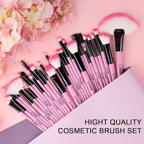 Makeup Brushes, VANDER 32pcs Makeup Brush Set Professional Soft Synthetic Foundation powder concealer blending Make up Brushes, eye shadow blush face brush set, Pink thumbnail 9