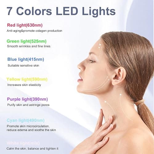 Facial Massager,7 Color LED Light Therapy for Face and Neck,Portable Beauty Skin Care Tools thumbnail 2