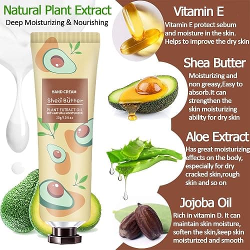 10 Pack Hand Cream for Dry Cracked Hands, Stocking Stuffers for Teen Girls,Christmas Gifts for Women,Teacher Appreciation Gifts, Natural Plant Fragrance Mini Hand Lotion Moisturizing Hand Care Cream thumbnail 4
