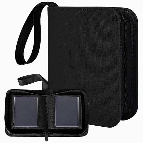 KMOPUYV 1 Pocket Toploader Binder 40 Pockets One Pocket Mini Trading Card Album,Diamond Leather Small Card Binder for 3x4 Rigid Top Loaders,Portable TCG Photocard Holder-Black - Image 1