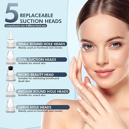 CHIMOCEE Blackhead Remover Pore Vacuum, Upgraded Black Head Remover for Face, Electric Acne Comedone Whitehead Extractor Tools-5 Suction Power, 5 Probes, USB Rechargeable Pimple Popper Tool Kit thumbnail 6