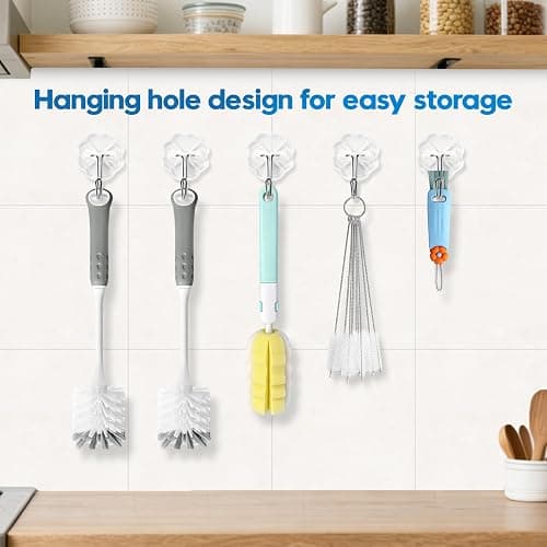 Bottle Brush Cleaner Set for Bottles, Cups and Straws Cleaning, 14 Pack | Long Handle Bottle Brushes | Sponge Brush | 3-in-1 Lid Cup Cleaning Brush | Straw Brushes in Assorted Diameters thumbnail 8