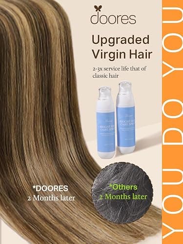 DOORES Tape in Hair Extensions, Balayage Chocolate Brown to Caramel Blonde 100g 40pcs 24 Inch, Real Human Hair Extensions Tape in Natural Hair Straight Tape Hair Extensions thumbnail 2