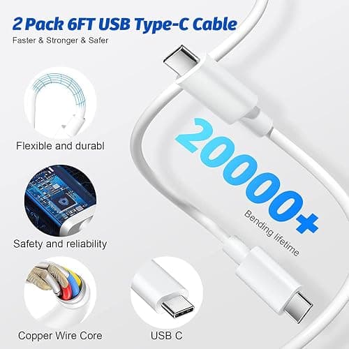 Fast iPad Charger,iPad Charger Fast Charging 2Pack Wall Chargers Plug Adapter Type C USB C to C Cable Cord 6ft for iPad Pro 12.9,iPad Pro 11/13inch(M4),iPad Air 5th/4th,iPad mini 6/7,iPad 10/11th(A16) thumbnail 4