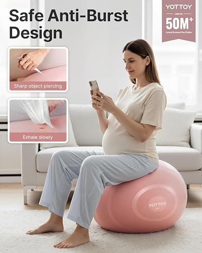 YOTTOY Anti-Burst Exercise Ball for Working Out, Yoga & Pregnancy, Extra Thick Workout Ball for Physical Therapy & Fitness thumbnail 2