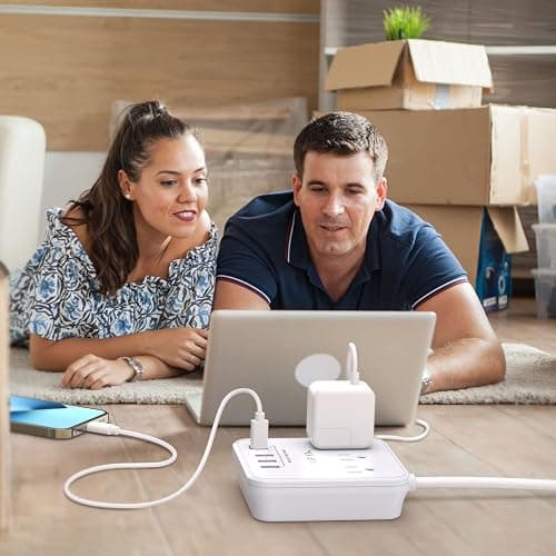 Cruise Essentials, NUOZHI 6 Ft Power Strip with 3 Outlets and 4 USB Ports(1 USB C), Non Surge Protector for Cruise Ship, Travel, Home Office, ETL Listed, White thumbnail 3