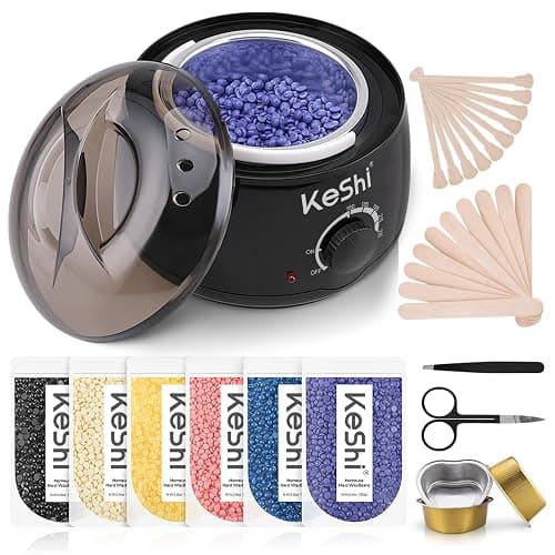 KeShi Waxing Kit, Painless Hair Removal Wax Warmer with 6 Bags Hard Wax Beans for Full Body, Legs, Face, Eyebrows & Bikini— Ideal for Both Women & Men thumbnail 8