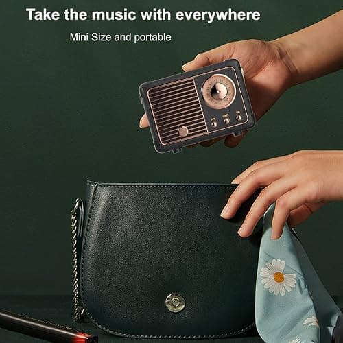 Dosmix Retro Bluetooth Speaker, Vintage Decor,Small Wireless Bluetooth Speaker,Cute Old Fashion Style for Kitchen Desk Bedroom Office Outdoor,Birthday Gifts for Women Men Teens thumbnail 5