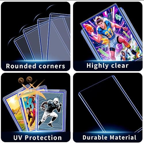 TRUGQ 200 Card Sleeves Toploads for Cards,3" x 4" Baseball Card Protectors,Premium Standard Size Trading Hard Plastic Card Holder for Sports Football Cards(100 Hard Protectors +100 Soft Sleeves) thumbnail 4