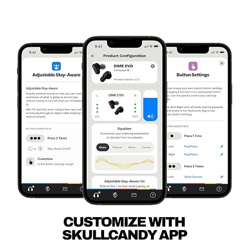 Skullcandy Dime Evo Wireless Earbuds with Clip-Anywhere Case - True Black | In-Ear Fit, Noise Isolating, 36 Hours Battery, Microphone for iPhone Android, Easy Clip-On Design, Travel, Commuting thumbnail 6