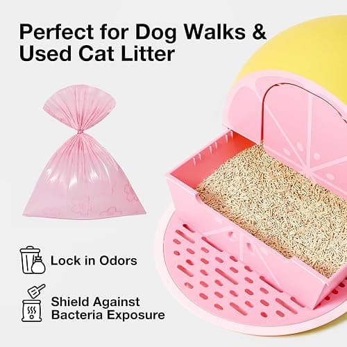 VETRESKA Dog Poop Bag Dispenser with Cherry Blossom Scented Poop Bags, Leak Proof and Extra Thick Pet Waste Bags, 1 Poop Bag Holder and 105 Bags for Dog Walking and Cats Litter, Pink thumbnail 8
