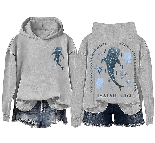 Whale Shark Hoodie & Sweatshirt When You Go Through Deep Waters Shirt Christian Bible Verse Isaiah 43 2 Shirt - Image 1