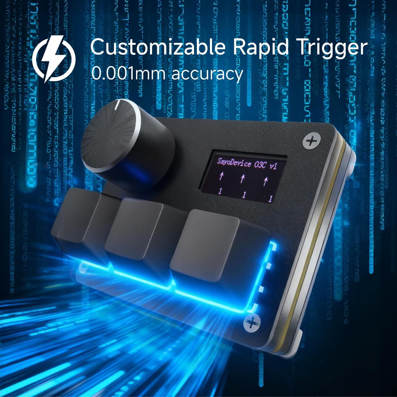 O3C Rapid Trigger Hall Effect Keyboard Suitable for OSU and Geometry Dash Rhythm Game Macro Keypad with Magnetic Linear Switches (Black, Gateron KS-20 White Switch) thumbnail 4