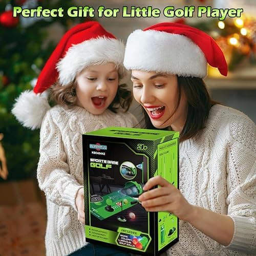 TERRAMUS Upgraded Kids Toy Golf Set with Dinosaur Automatic Golf Returner, Led Light Up Night Golf Balls, 3 Clubs, Putting Mat, 3-8 Toddler Mini Golf Games, Indoor Outdoor Sports Toys for Boys Girls thumbnail 7