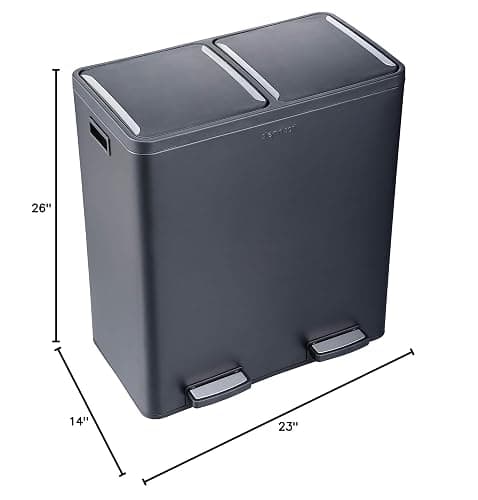 The Step N' Sort 18.5 Gallon Extra Large Capacity, Soft-Step, Dual Trash and Recycling Bin with Removable Inner Bins Black (900702B) - Black thumbnail 10