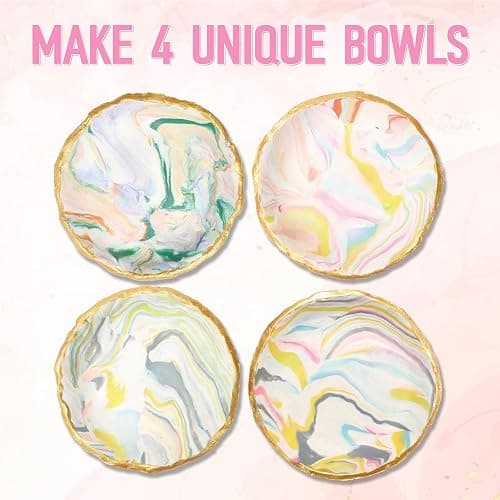 Patemby Make Your Own Clay Jewelry Bowls Arts and Crafts Kit for Teen Girl, DIY Clay Jewelry Dish Kit, Polymer Clay Crafts for Girls, Fun Birthday Gift for Teens Girls Kids Ages 8 9 10 11 12 Years Old thumbnail 3
