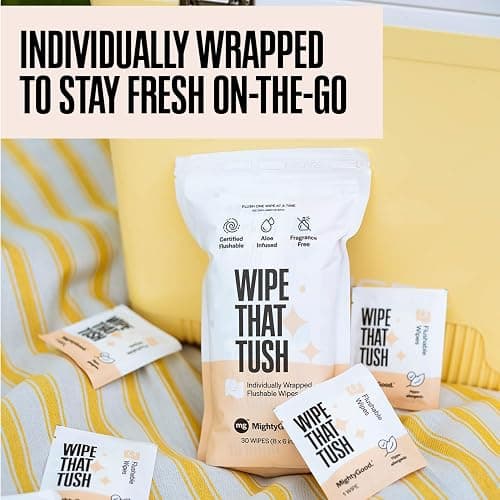 Wipe That Tush On-The-Go Flushable Wipes, 1 Pack of 30, Fragrance Free thumbnail 4