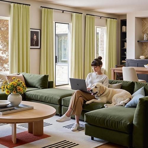Lazzzy Light Green Velvet Curtains 96 Inches Long Thermal Insulated Drapes for Bedroom Living Room Darkening Window Treatments Rod Pocket 2 Panels, Citron thumbnail 3