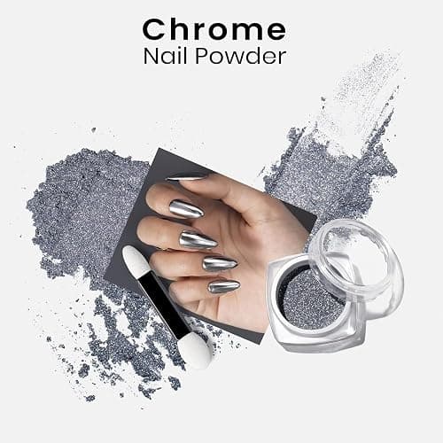 Beetles Sliver Chrome Nail Powder Mirror Metallic Effect | Nail Glitter Manicure Pigments Premium Salon for Nail Art Design, 0.04oz/1g thumbnail 2