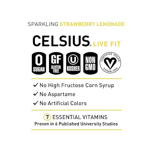 CELSIUS Sparkling Strawberry Lemonade, Functional Essential Energy Drink, 12 Fl Oz (Pack of 12) thumbnail 4