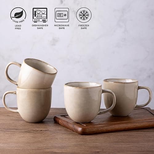 AmorArc 12oz Coffee Mugs, Ceramic Coffee Mugs set of 6 for Man, Woman, Dad, Mom, Modern Coffee Mugs with handle for Latte/Cappuccino/Milk/Cocoa. Dishwasher&Microwave Safe, Cappuccino thumbnail 5