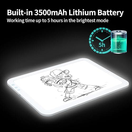 TOHETO A4 Rechargeable Led Super Bright Light Pad Powered by 3500mAh Lithium Battery for Cricut Weeding Vinyl Tool, Portable Wireless Light Board/Box for Tracing, Diamond Painting, Sketching & Drawing thumbnail 2