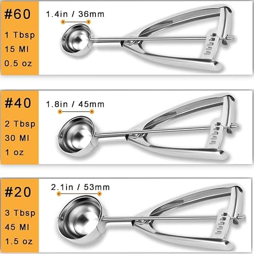 Fayomir Cookie Scoop Set - Small/1 Tbsp, Medium/2 Tbsp, Large/3 Tbsp - Cookie Dough Scoop, Cookie Scoops for Baking Set of 3,18/8 Stainless Steel Melon Baller Scoops Ice Cream Scoop thumbnail 2