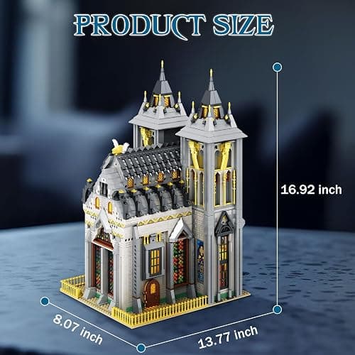 Reobrix Medieval Castle Building Block Set with Light,Architectural Model Kit 66027,European Century Church,Construction Model for Adult and Teens Age of 14+,Home Decoration,Idea Art Gift,3183 PCS thumbnail 3