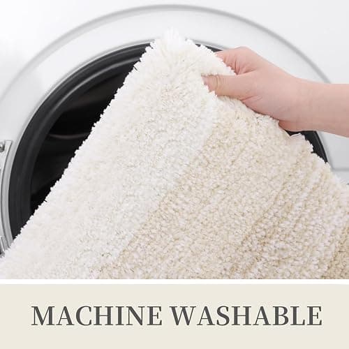 OLANLY Luxury Microfiber Bath Mat, Extra Soft and Absorbent Bathroom Mat, Non-Slip Plush Shaggy Bathroom Rug, Machine Wash Dry, Bath Rugs for Bathroom Floor, Tub and Shower, 16x24, Light Beige thumbnail 5