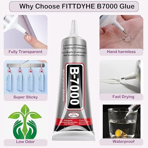 B7000 Jewelry Glue for Jewelry Making, FITTDYHE 3PCS 50ML/1.69 fl oz Clear B-7000 Glue Rhinestone, Multipurpose Super Adhesive for Phone Repair Nail Art Wood Glass Charms thumbnail 3