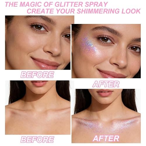 Hair and Body Glitter Spray, Shimmering Powder Sparkle Powder Makeup, Glitter Loose Sparkle Makeup for Body Highlighter,Festival Prom Rave Accessories (Dazzle) thumbnail 7